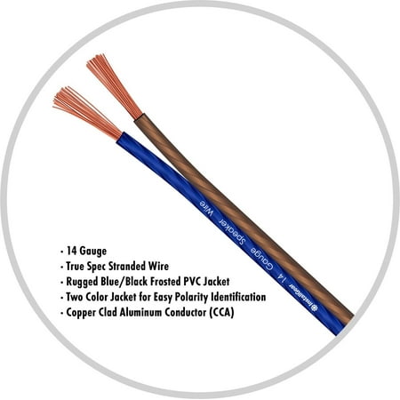 InstallGear 14 Gauge AWG 30ft Speaker Wire Cable White